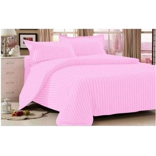 Egyptian Stript Bedsheets with 2 Pillowcase Pink