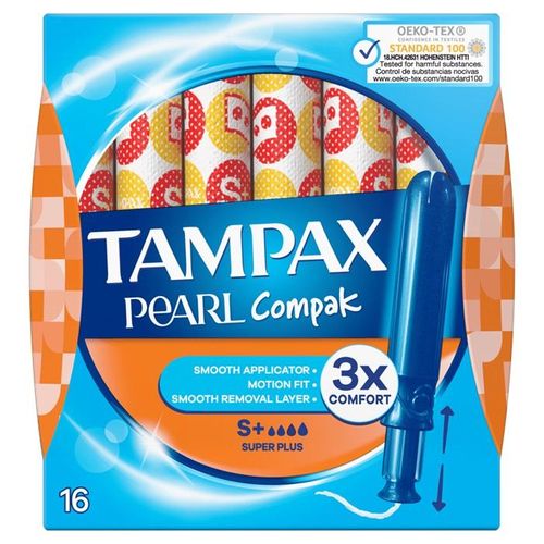 Tampax Compak Pearl Super Plus Tampons, Pack of 16