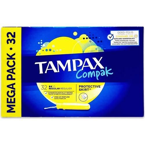 Tampax Compak Regular Tampons With Applicator, 32 Tampons