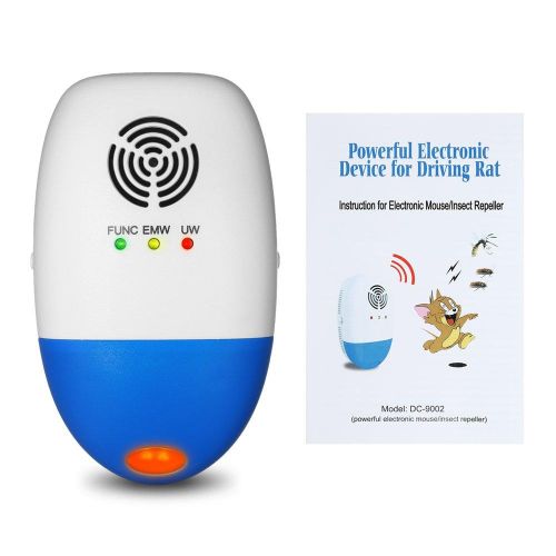 Decdeal Electromagnetic Ultrasonic Plug-in Anti Mosquito Mouse Insect Control Repellent Electric Pest Reject Bug Cockroach Repeller with Night Light AC110-250V -Multicolor