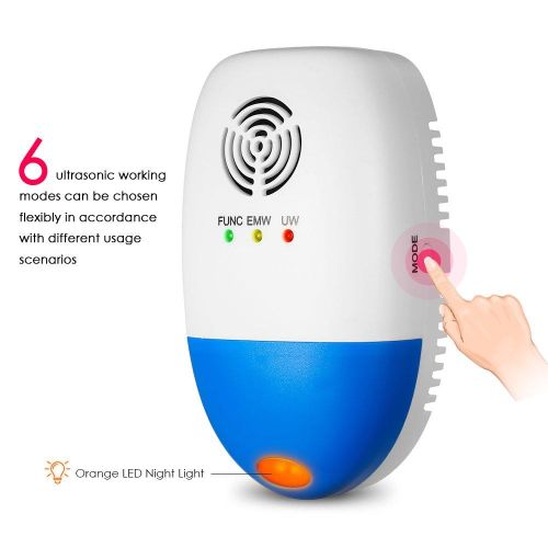 Decdeal Electromagnetic Ultrasonic Plug-in Anti Mosquito Mouse Insect Control Repellent Electric Pest Reject Bug Cockroach Repeller with Night Light AC110-250V -Multicolor