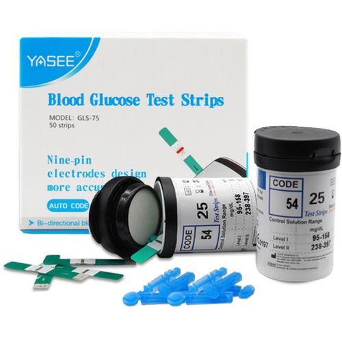 YASEE Glucose Strips (Pack Of Fifty Glucose Strips + Fifty Lancets)