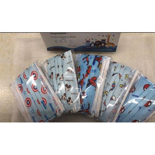 Unbranded Kid's Assorted Boys Character, Quality Disposable  Mask - Blue-50Pcs