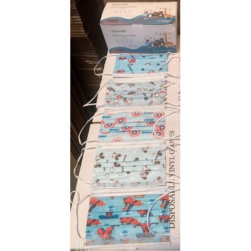 Unbranded Kid's Assorted Boys Character, Quality Disposable  Mask - Blue-50Pcs