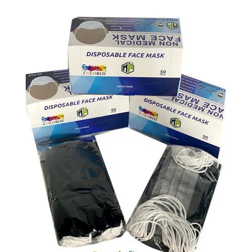 50 Pc 3 Layer UNBS certified Disposable Protective Face Masks With Super Soft Elastic Ear Loop - Black