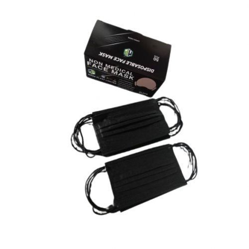Medical 50 Pc 3 Layer UNBS certified Disposable Protective Face Masks With Black Elastic Ear Loop - Black