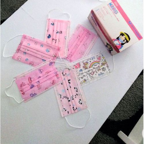 Kid's Assorted Cartoon Characters Disposable  Masks-Pink