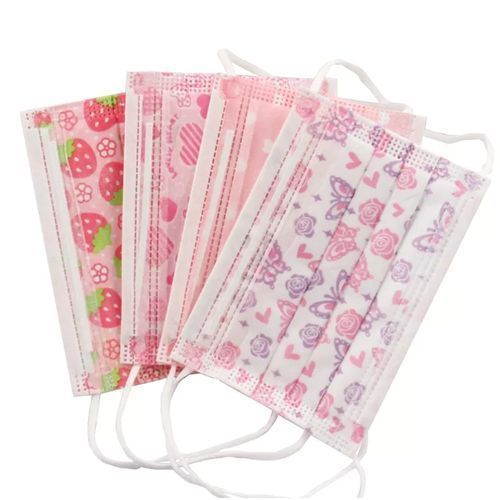 Kid's Assorted Cartoon Characters Disposable  Masks-Pink