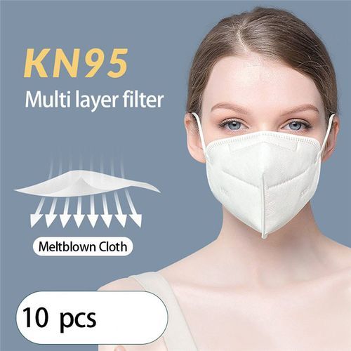Mask 10pcs Kn95 Masks Dustproof And Breathable Anti-Spray Protective Masks - White