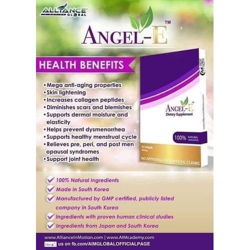 AIM GLOBAL Angel-E-10 Softgels,Anti-aging,Skin Lightening Beauty Supplement For Women.