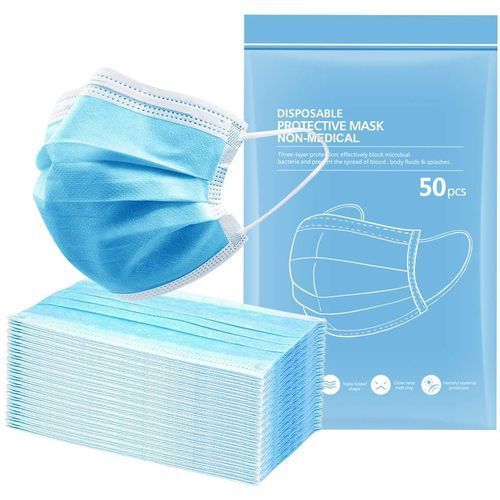 50 Pieces Of Disposable Facemask-Blue
