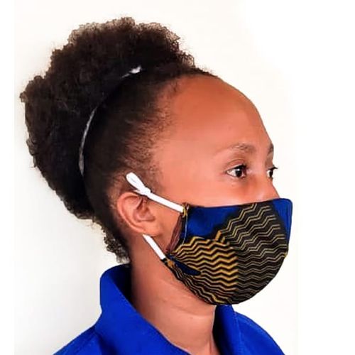 Cotton Kitenge Face mask-Blue.
