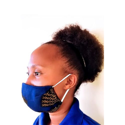 Cotton Kitenge Face mask-Blue.