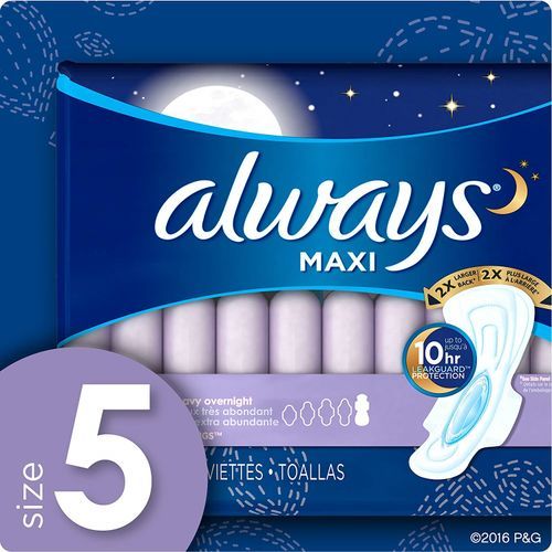 Always Maxi, Size 5, Extra Heavy Overnight Pads with Wings, 36 Count (US)