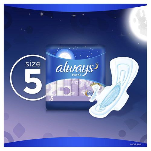 Always Maxi, Size 5, Extra Heavy Overnight Pads with Wings, 36 Count (US)