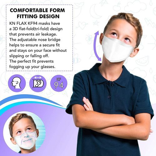 KF94 10pcs Kids Disposable Face Mask for Ages 7-13 Children - Black