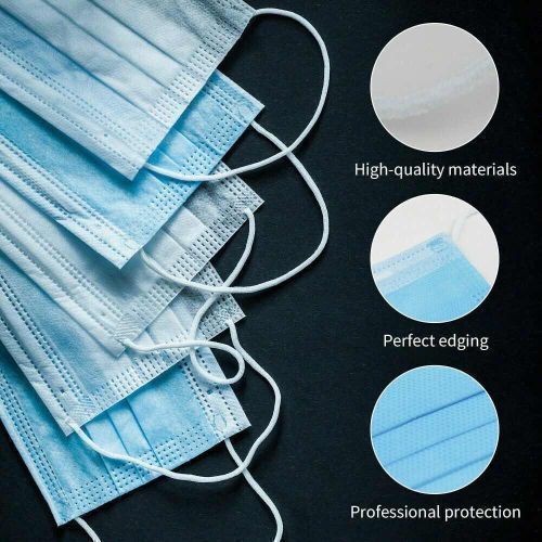 50pcs Blue Disposable Face Masks- Blue ,White