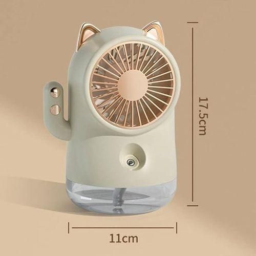 Usb Rechargeable Pussycat Water Ice Mist Spray Fan Misting Silent Portable Fan, Plastic 3 Speeds Small Desk Fan, Cat Shape Mute Gas Cooler Office Fan for Bedroom Outdoor Pink White