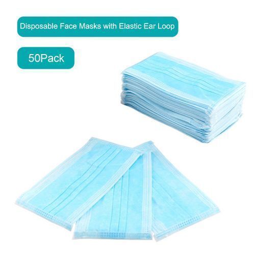 50 Pack Surgical Disposable Face Masks with Elastic Ear - Blue