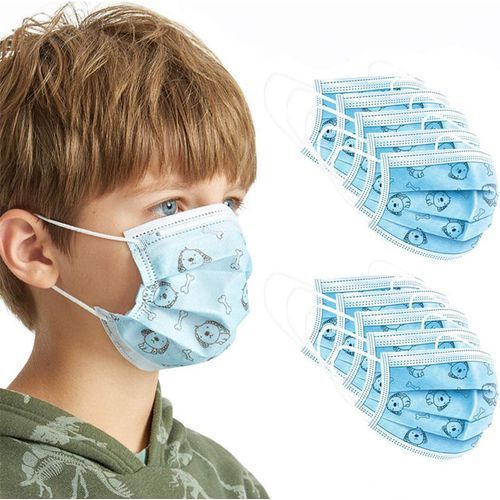 Mask 50pcs Kids Disposable Face Mask for Ages 4-12 Children - Blue Design May Vary