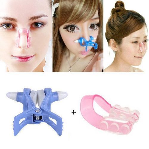 2Pcs Nose Shaping, Lifting, Straightening And Stop Snoring Clipper - Pink And Blue