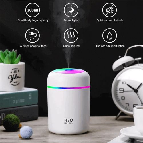 H20 Portable Mini USB Bedroom Fresh Air Humidifier Mini Large Mist Volume USB Air Humidifier Household Small Desktop Humidifier Intelligent Car New Aromatherapy Machine.