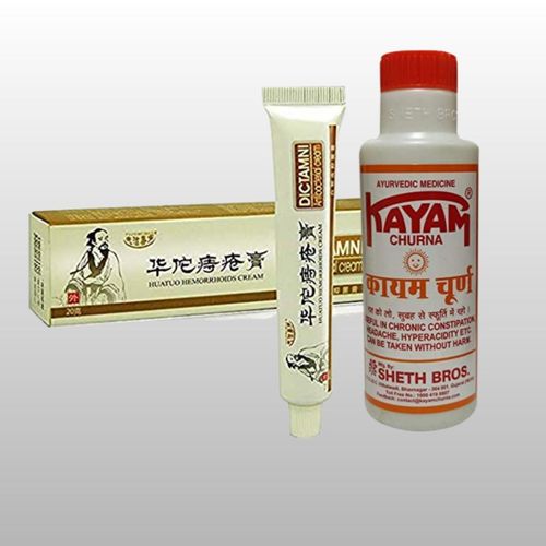 Dictamni Powerful Chines Hemorrhoids Cream & Kayam Churna, Constipation / Hemorrhoids Pack.