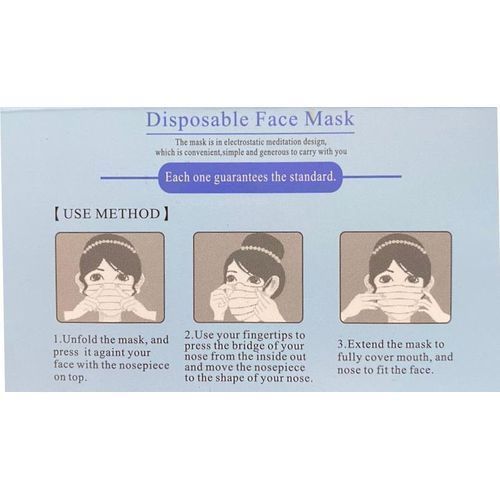 Medical 50 Pc 3 Layer Disposable Medical Face Masks with Medical Filter- Blue ,White