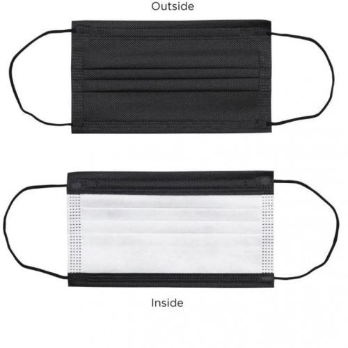 Mask 3 Layer Disposable Protective Face Masks With White Inside Part 50pcs - Black/ White