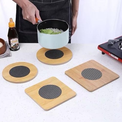 Bamboo Coaster Heat Pad Table Mats For Saucepans, Brown.