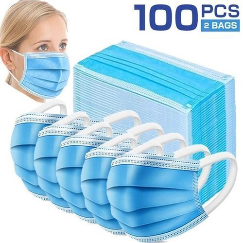 Mask 100Pcs Disposable Protective Face Mouth Masks - Blue