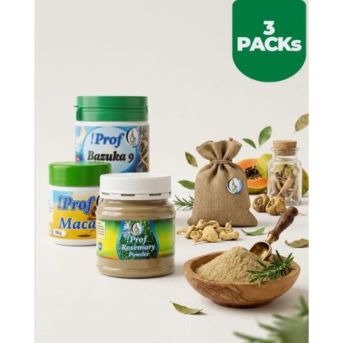 !Prof Three Pack 100g !Prof Bazuka 9, 100g Rosemary And 20g Maca Powder