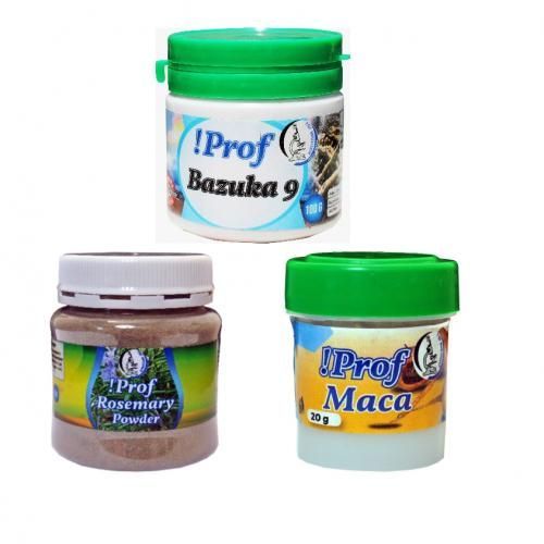 !Prof Three Pack 100g !Prof Bazuka 9, 100g Rosemary And 20g Maca Powder