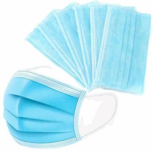 50 Pc 3 Layer UNBS certified Disposable Protective Face Masks - Blue With Super Soft Elastic Ear Loop
