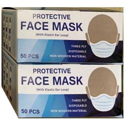 50 Pc 3 Layer UNBS certified Disposable Protective Face Masks - Blue With Super Soft Elastic Ear Loop
