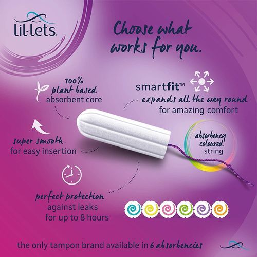 Lil Lets Non-Applicator Super Plus Extra Tampons, Very Heavy Flow, Pack Of 14