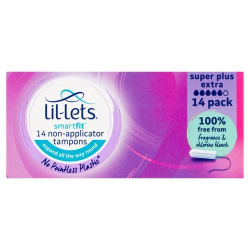 Lil Lets Non-Applicator Super Plus Extra Tampons, Very Heavy Flow, Pack Of 14