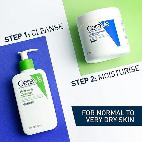 Cerave Deep Hydration Routine For Dry Skin - Cleanser 236ml And Moisturizing Cream 454g Set