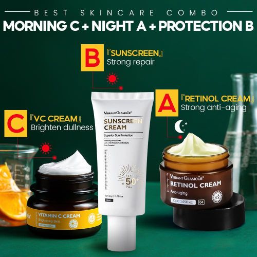 The Ordinary Anti-aging Sunblock Set Retinol Cream Whitening Sunblock Vitamin C Fading Spot Reduce Freckle 3pcs