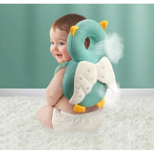 Baby Headrest Baby Safety Backpack With Head Protection Cushion, Adjustable Breathable Harness-Green