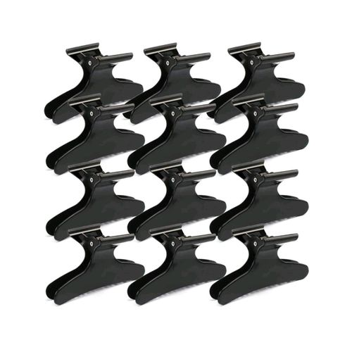 12 pcs Black Butterfly Style Hair Clips For Styling, washing, Sectioning, Cutting and Coloring