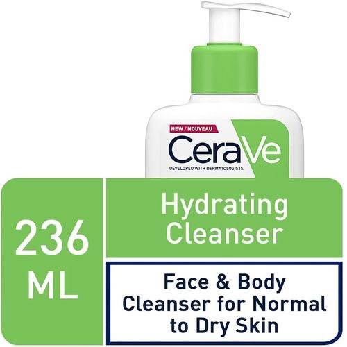 Cerave Hydrating Cleanser For Normal To Dry Skin With Hyaluronic Acid & 3 Essential Ceramides, 236 Ml