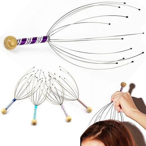 Scalp Massager Handheld Therapeutic Head Scratcher Steel Wire Head