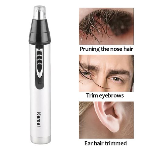 Kemei 3 In1 Electric Nose Ear Trimmer For Men Rechargeable Shaver Hair Removal Eyebrow Trimer Face Shaving Machine Men's Shaving Machine- Silver.