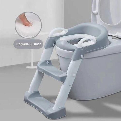 Toilet Trainer With Non-Slip Cushioned Ladder -Yellow Gray Blue White