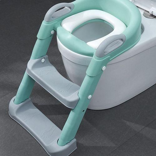 Toilet Trainer With Non-Slip Cushioned Ladder -Yellow Gray Blue White