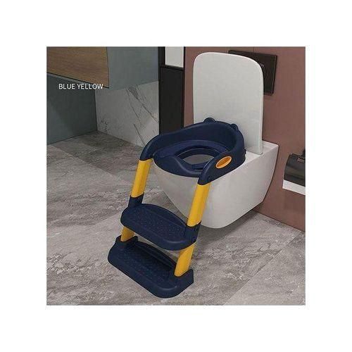 Toilet Trainer With Non-Slip Cushioned Ladder -Yellow Gray Blue White