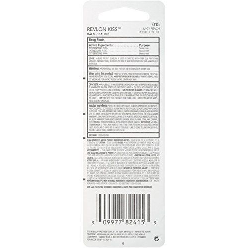 Revlon Lip Balm Crayon, With Natural Fruit Oils, SPF 20, Juicy Peach, 2.6g