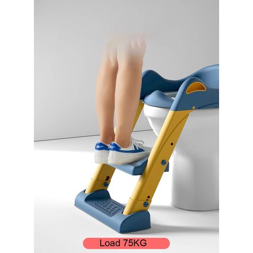 Potty Training Seat Toilet with Step Stool Ladder, Kids Boys Girls Toddlers-Comfortable Safe, Anti-Slip Pad Ladder- Blue