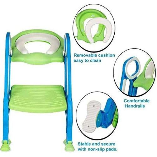 Kids Toilet Potty Trainer Seat Step Up Training Stool Chair Toddler With Ladder Multicolor
